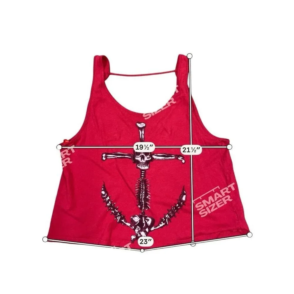 Y2K Hot Topic Indie Sleaze Red Skull Anchor Pirate Top SM